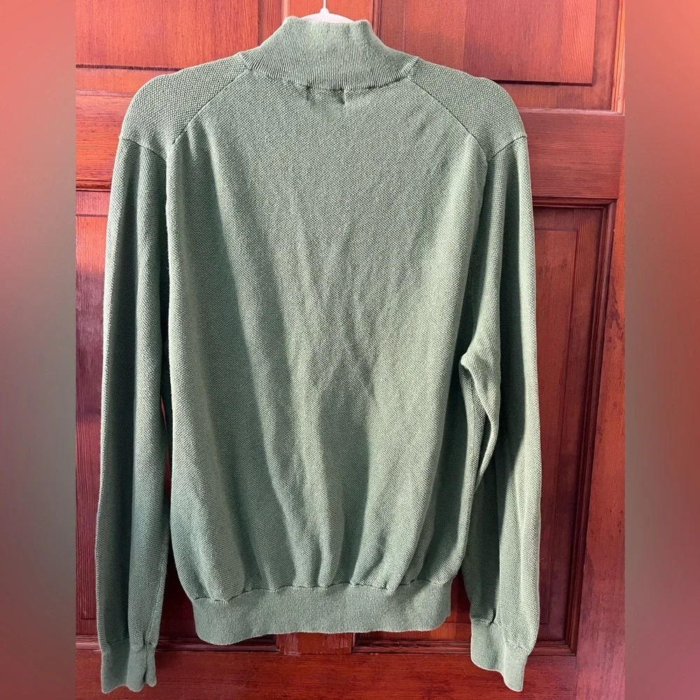 Brooks Brothers 346 Green Quarter Zip Sweater Linen Cotton Pullover Size L